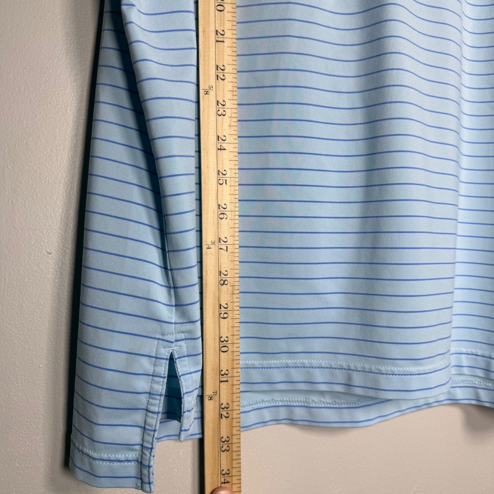 Peter Millar Summer Comfort Mens XL Blue Striped Performance Polo Golf Shirt - Picture 4 of 6